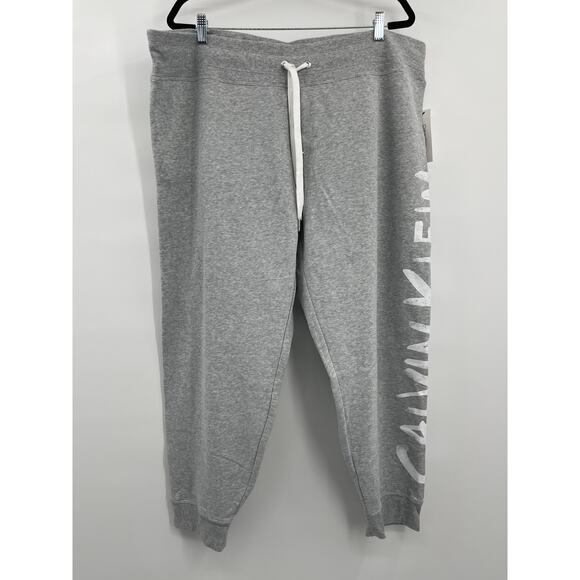 Calvin Klein Brushed Side Logo Performance Gray Jogger Pants Plus 3X NEW - Picture 2 of 15